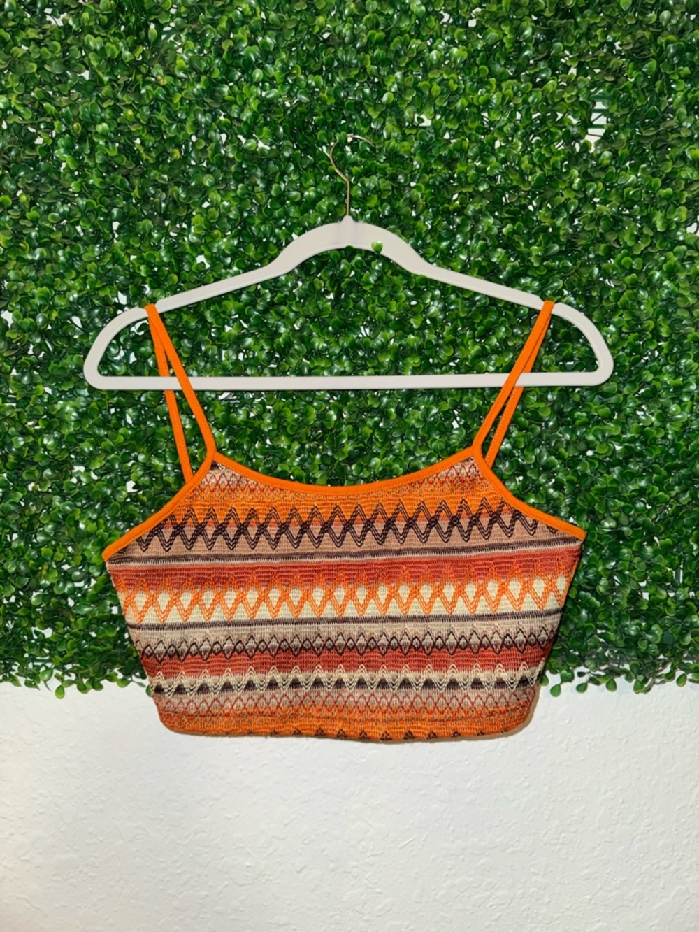 H&M Orange Multi-Pattern Knit Cropped Camisole